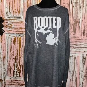 J. America Charcoal Long Sleeve Tee with 'Rooted' Design